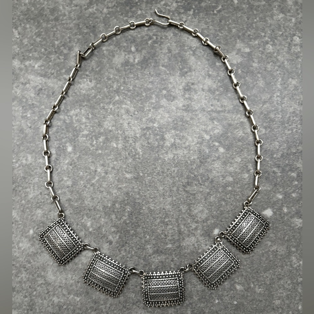 Vintage Egyptian Silver Bohemian Necklace – Authentic Statement Jewelry